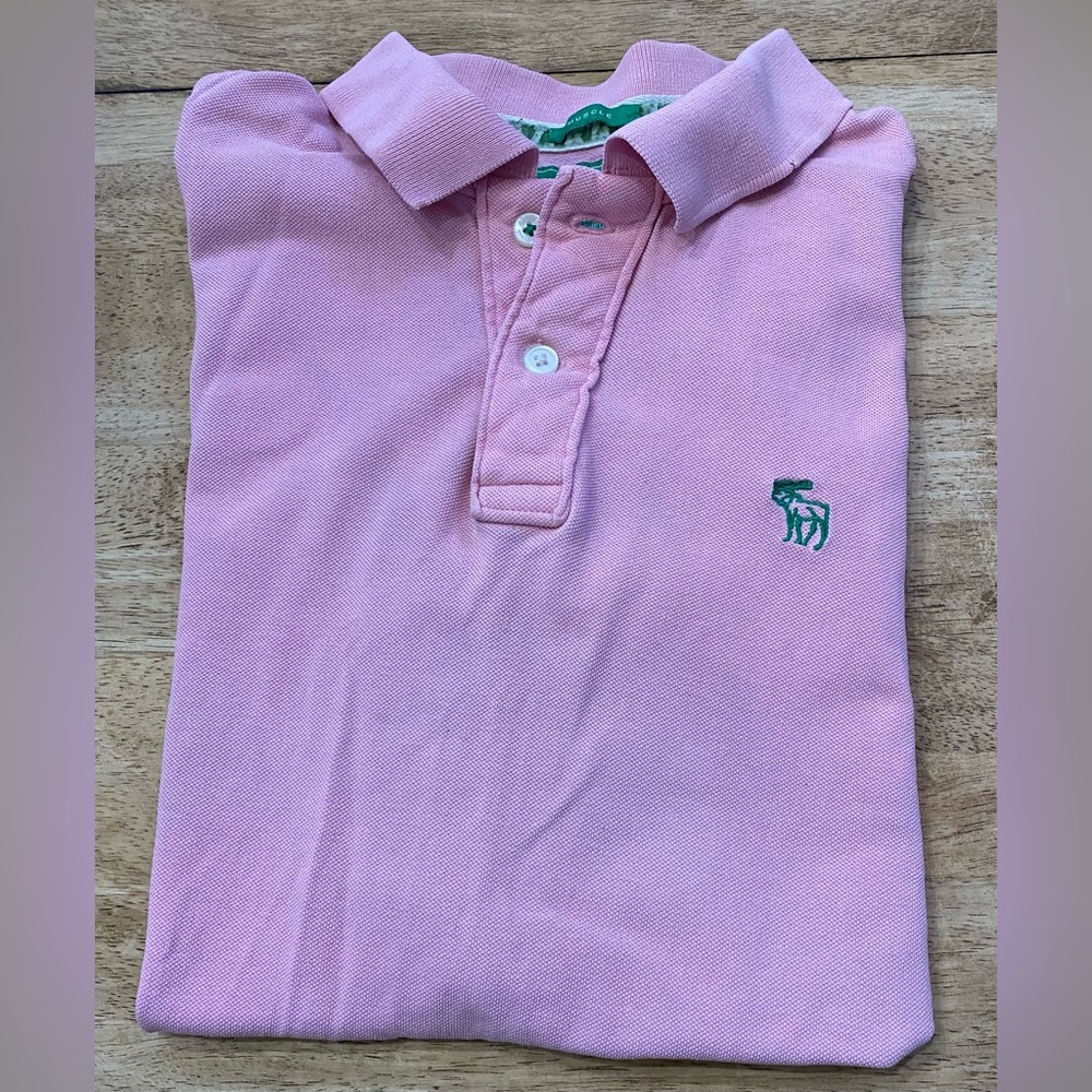 Abercrombie Muscle Boy’s‎  Large Pink 100% Cotton Pique Knit Short Sleeve Polo